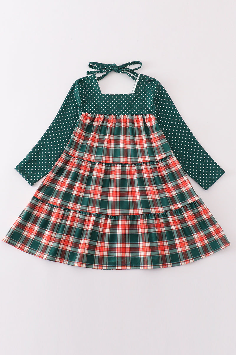 Forest merry christmas plaid mom&me dress