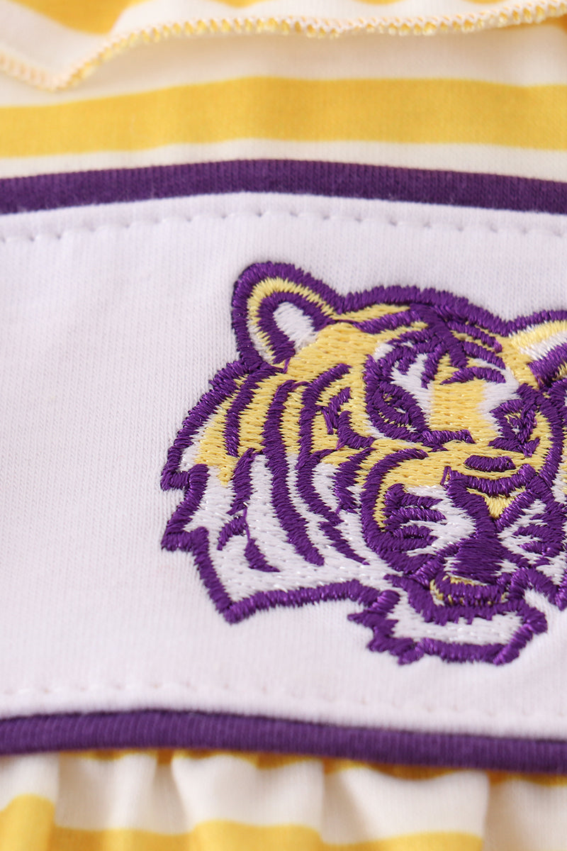 Yellow tiger embroidery LSU girl bubble