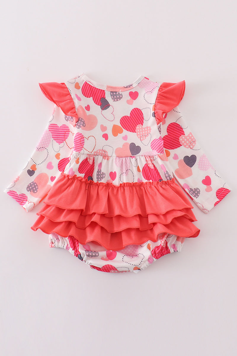 Pink valentine heart ruffle girl bubble