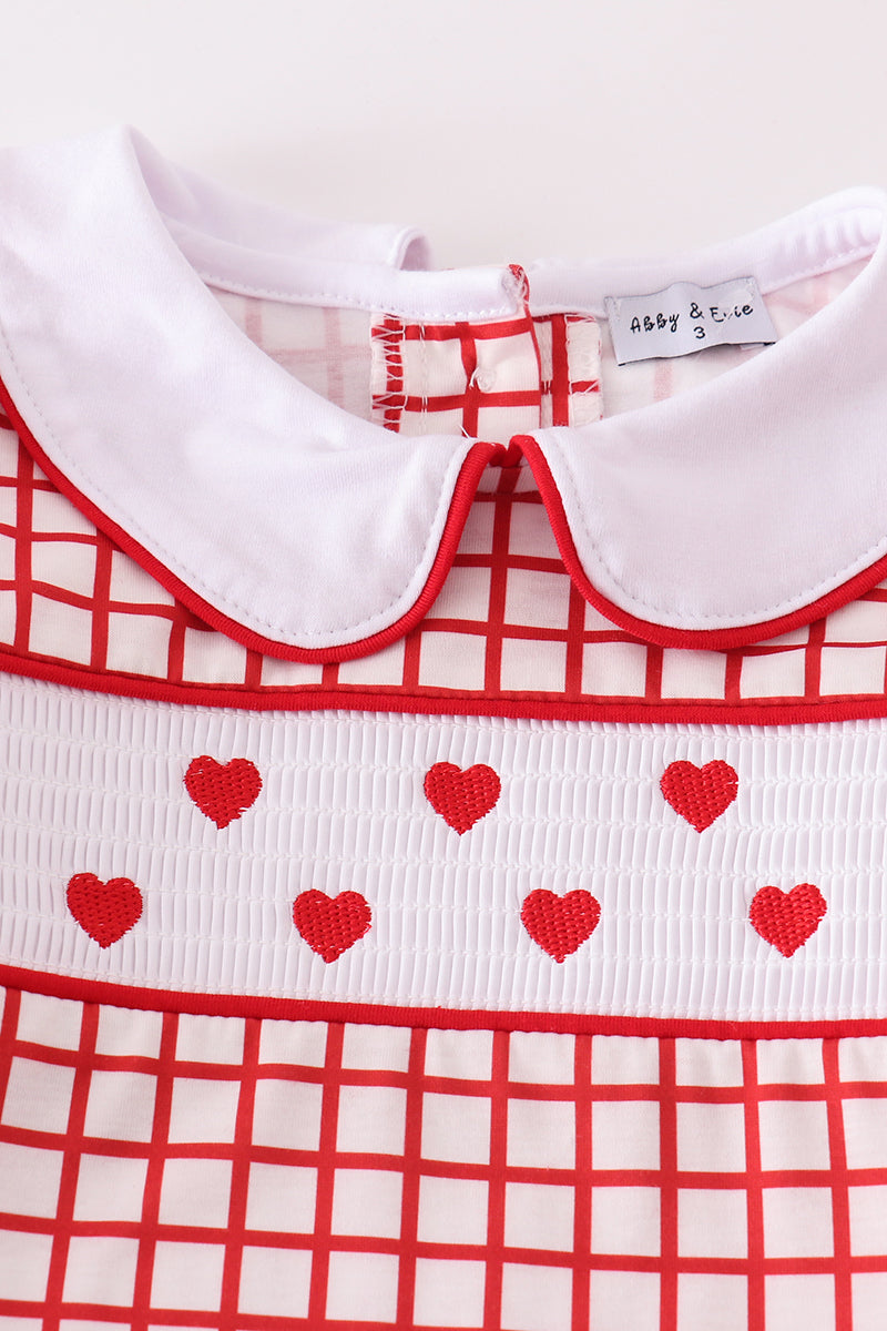 Valentine's day smocked heart embroidery boy set