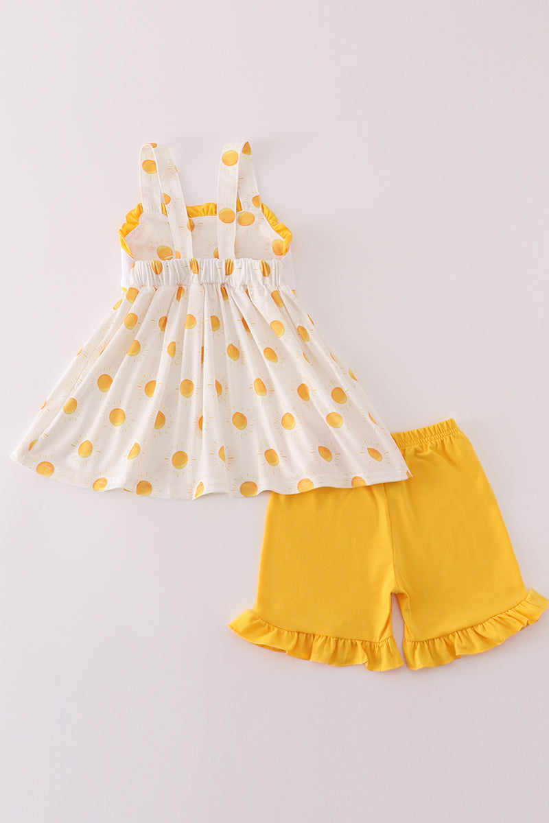 Yellow you are my sunshine embroidery girl set