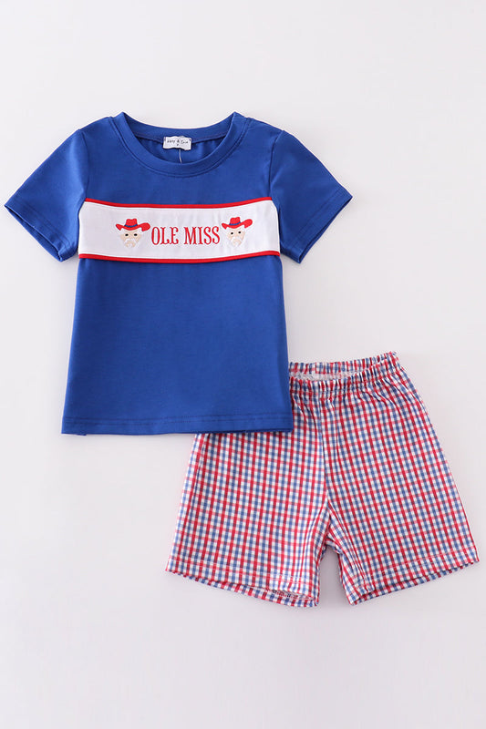 Blue ole miss embroidery boy set