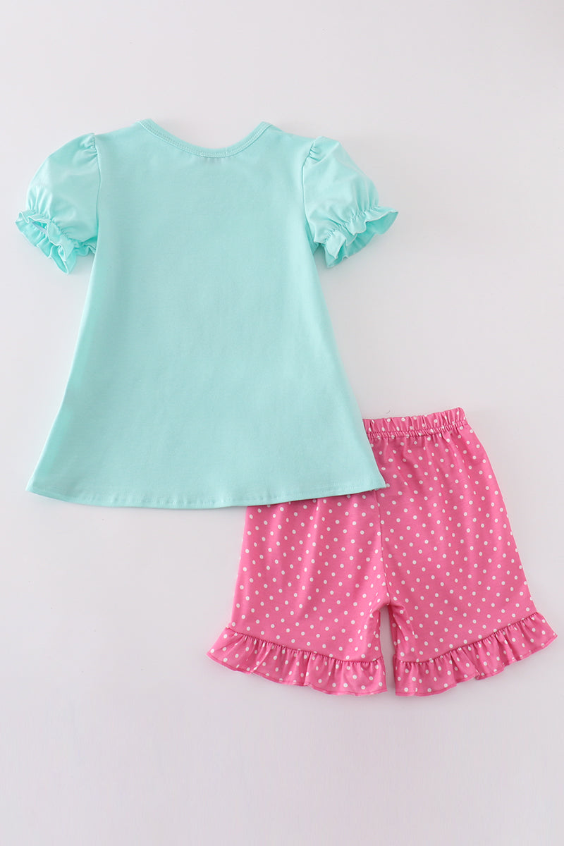 Mint bunny sequin girl set