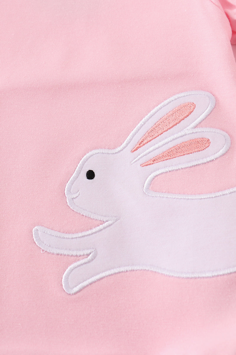 Pink easter bunny applique girl bubble