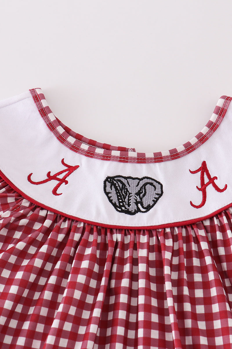 Alabama embroidery girl gingham set