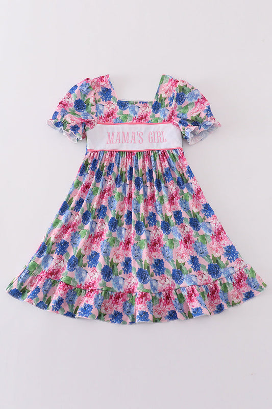 Blooming love MAMA'S GIRL embroidery girl dress