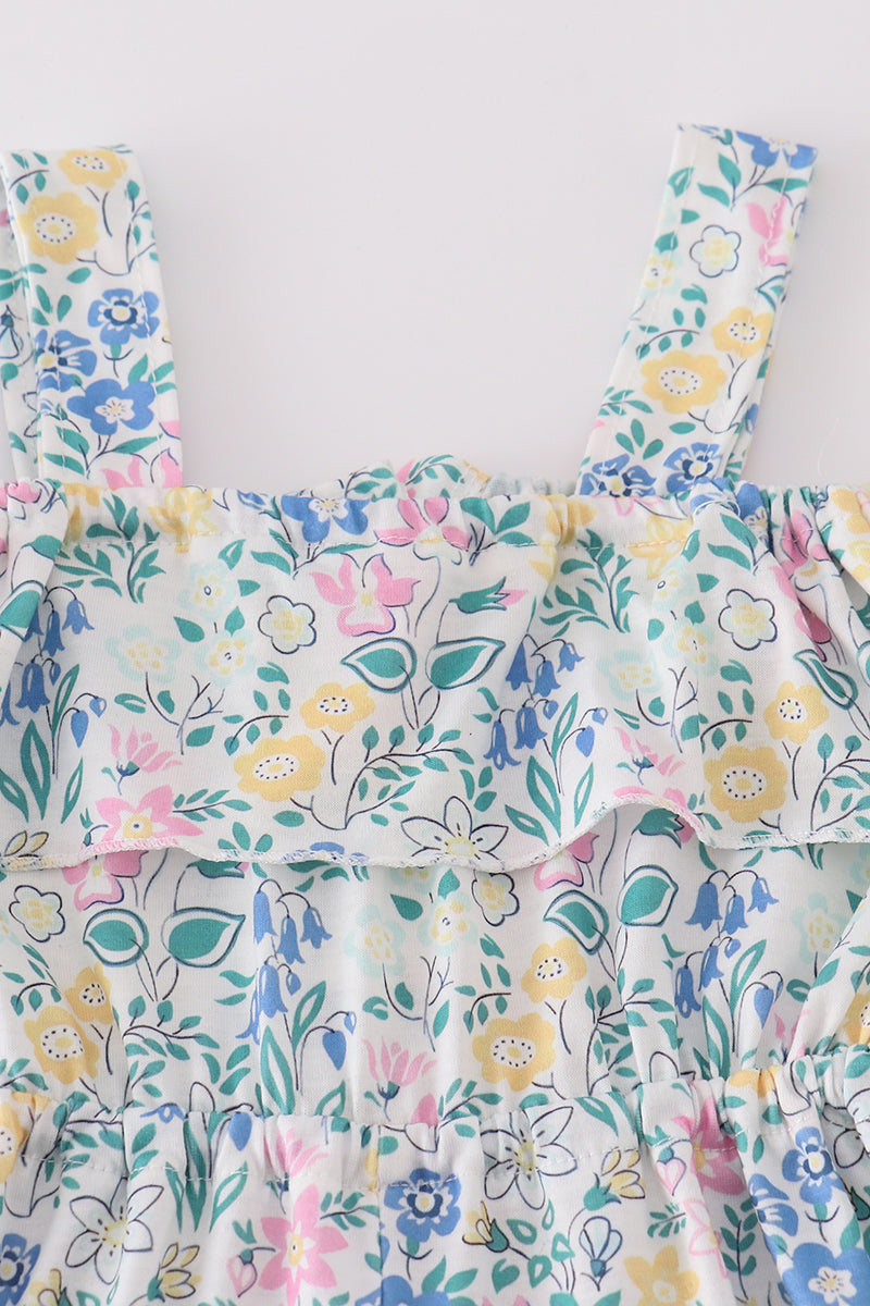 Blue floral print jumpsuit