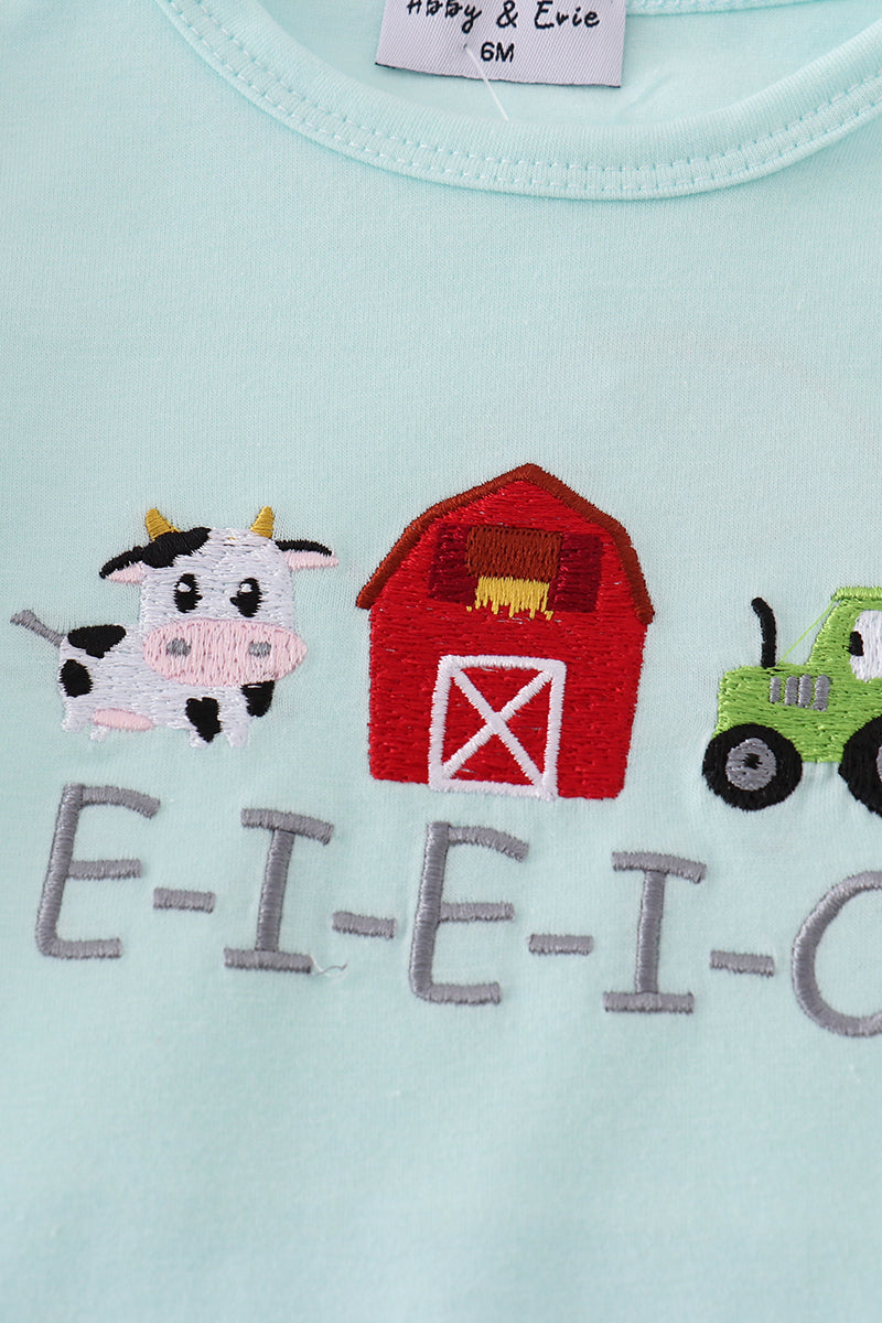 Blue farm embroidery set