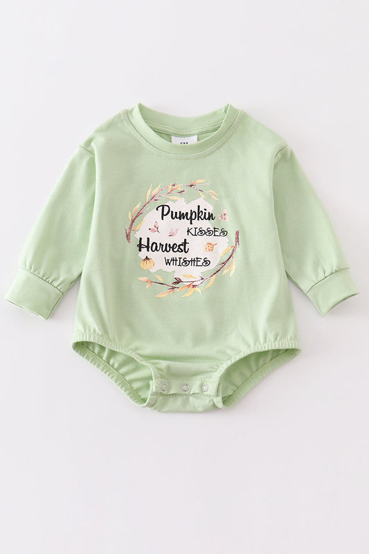 Green pumpkin baby romper