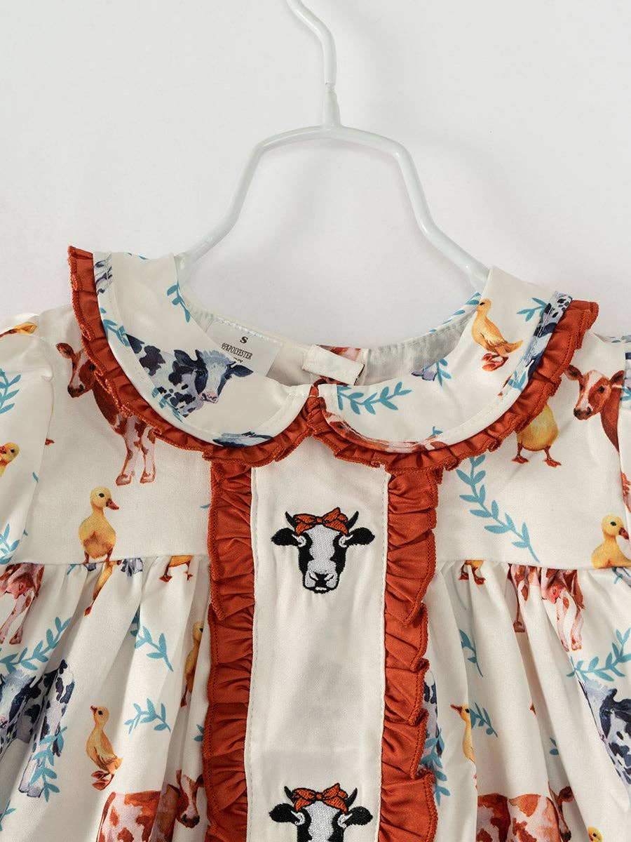 Cow Vintage Ruffle Girl Dress